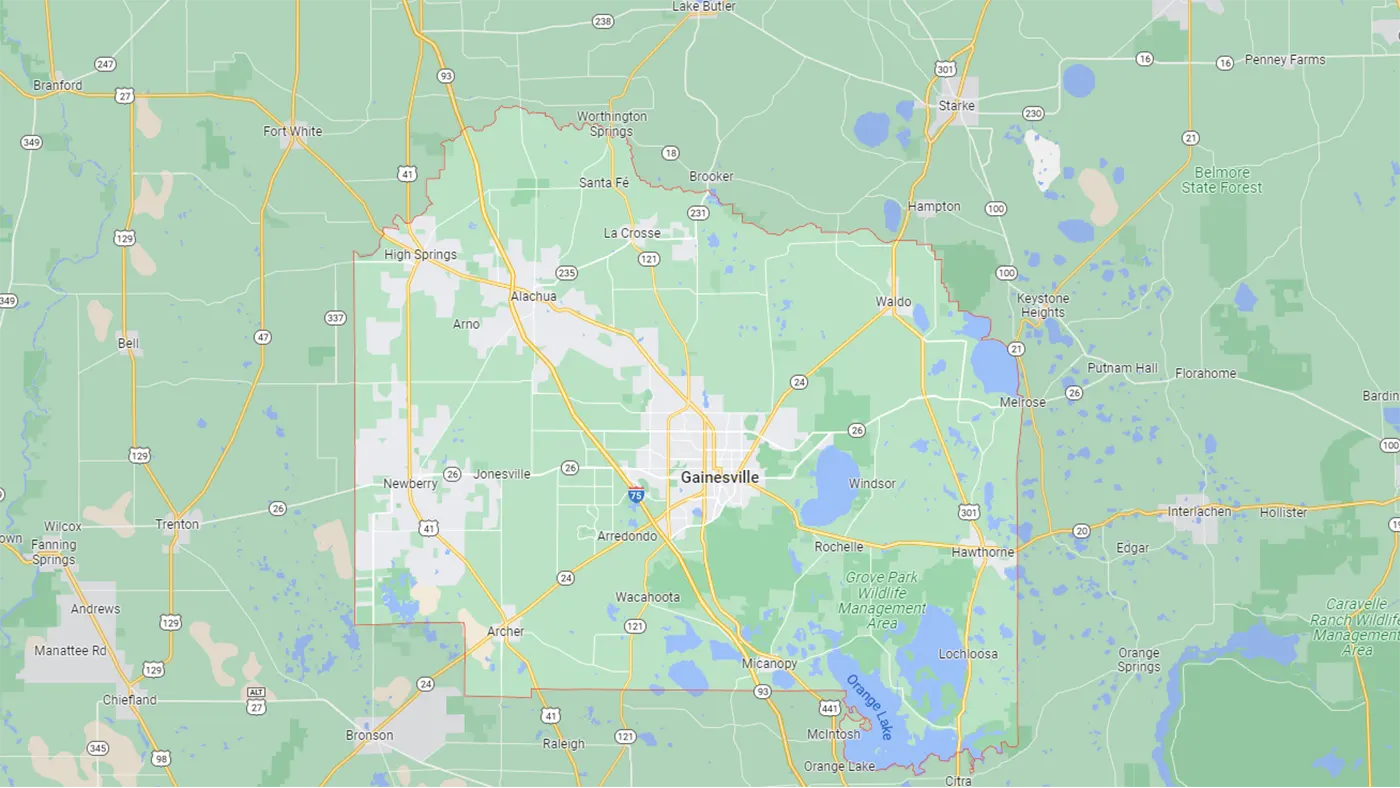 Alachua County Florida Map | Epic A/C Service | epicacguy.com