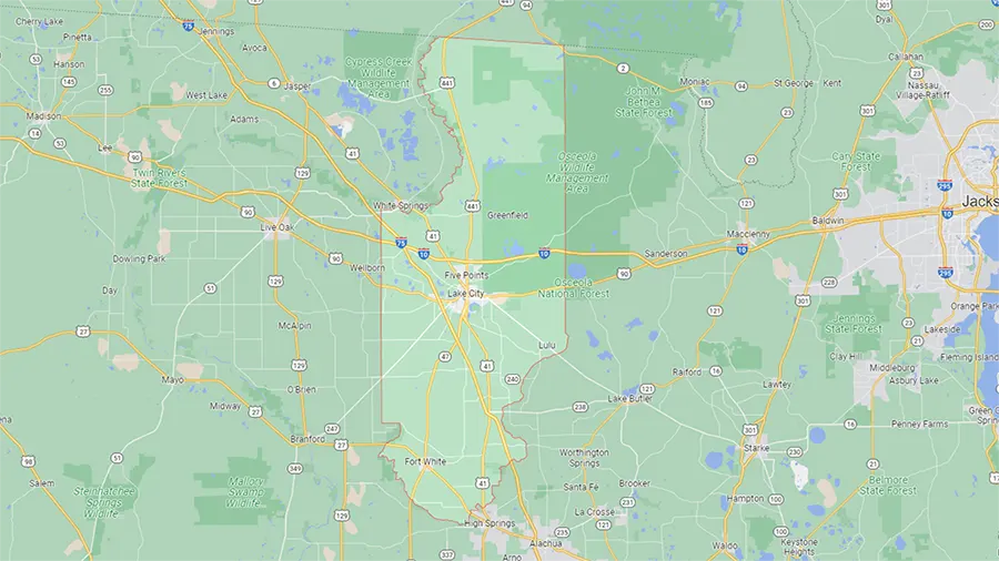 Map of Columbia County, FL